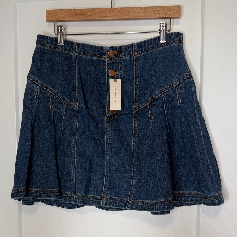 Pilcro Dark Blue Denim A-Line Skirt
